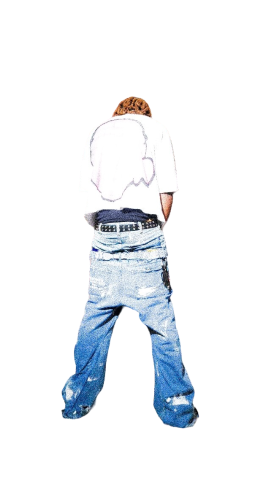 DOUBLE WAISTED PAINT DENIM